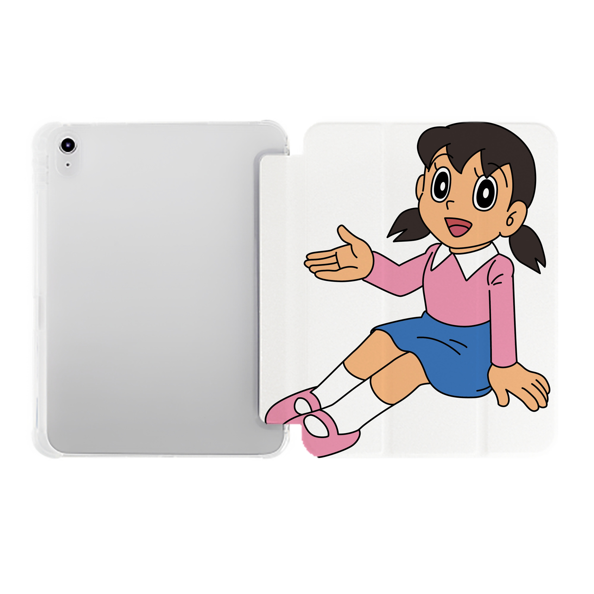 （画像用） ドラえもん みなもと しずか Doraemon Shizuka Minamoto IPad ケース ペン収納付き 三つ折りスタンド PUレザー×シリコン 対応機種9.5/10.5/10.9インチ